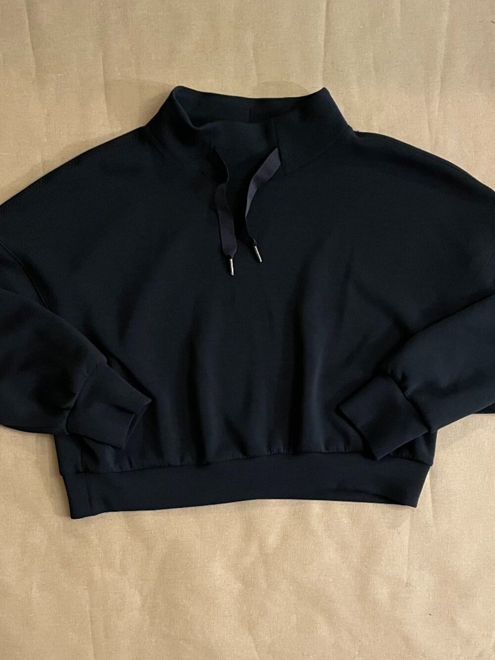 Spanx Sweatshirt Womens Sz M Black Air Essentials Buttery Oversized Activewear
